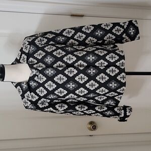 Sigrid Olsen Size 12 Black & Gray Floral Brocade Fitted Jacket Blazer, EUC